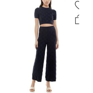 Wayf Women’s Textured Cotton Check Knit Crop Pants | Pants Only Sz Sm